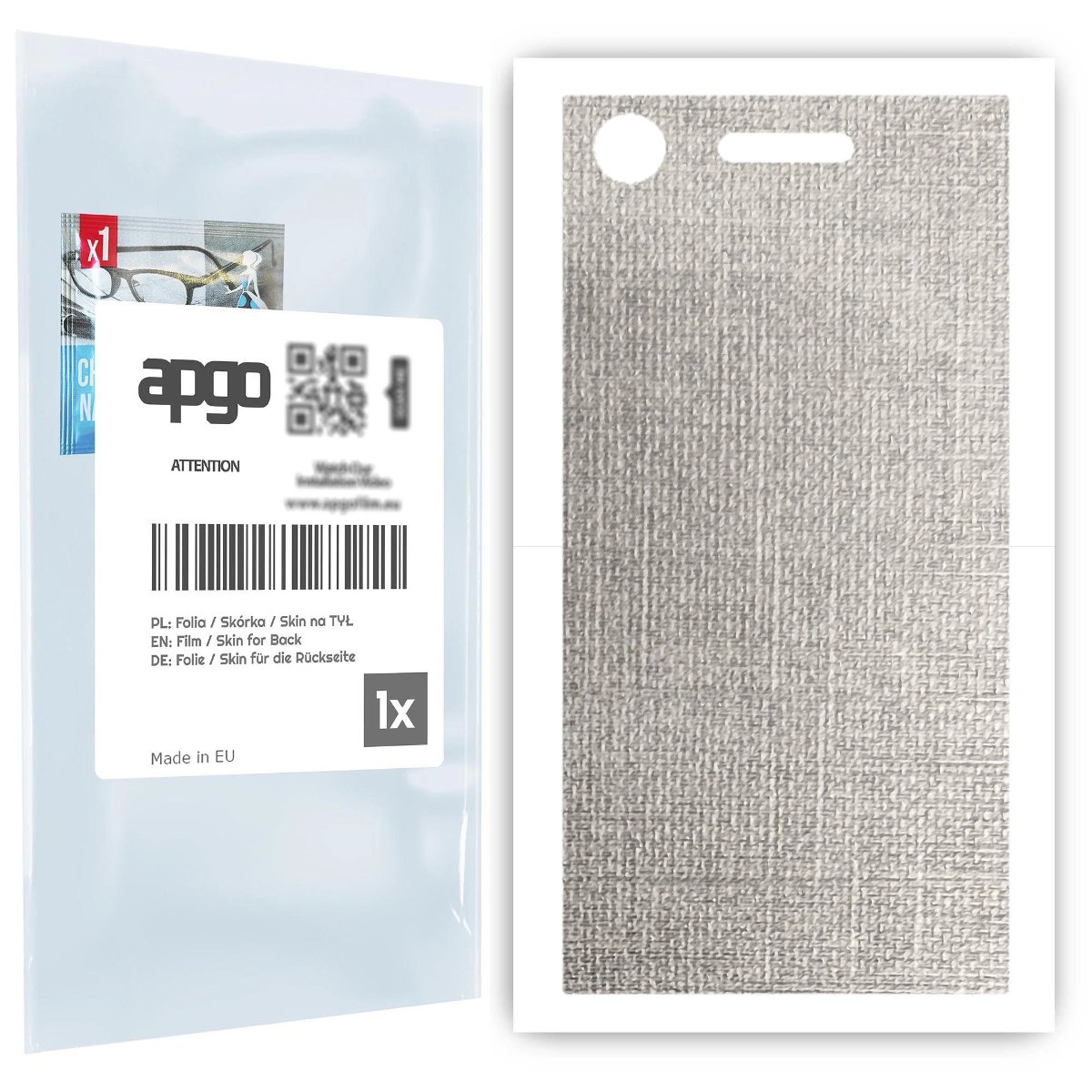 Folia naklejka skórka strukturalna na TYŁ do Sony Xperia XZ1 -  Tkanina Denim Szary - apgo SKINS