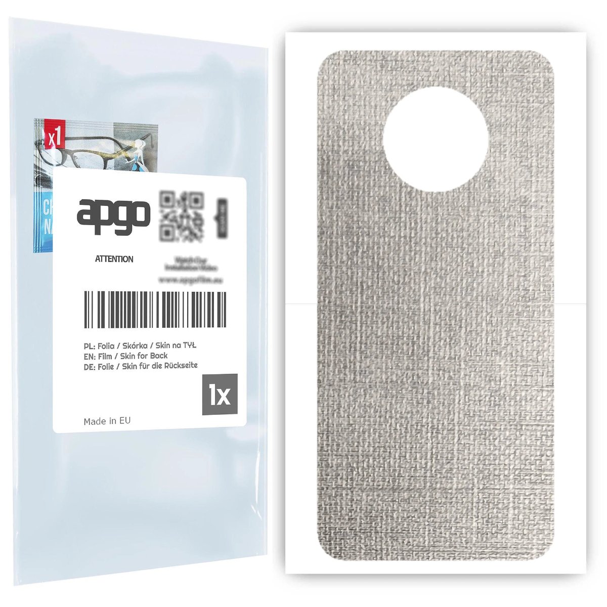 Folia naklejka skórka strukturalna na TYŁ do OnePlus 7T -  Tkanina Denim Szary - apgo SKINS