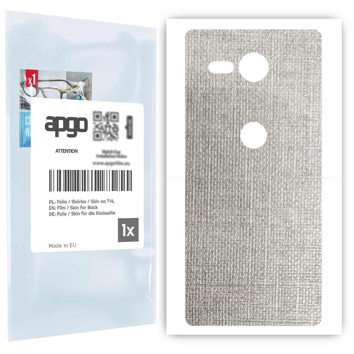 Folia naklejka skórka strukturalna na TYŁ do Sony Xperia XZ2 Compact -  Tkanina Denim Szary - apgo SKINS