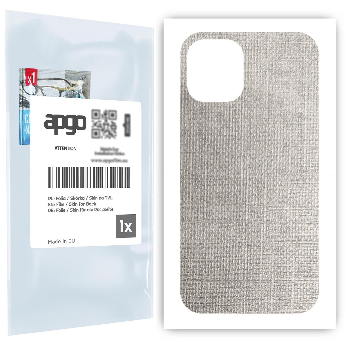 Folia naklejka skórka strukturalna na TYŁ do Apple iPhone 12 mini -  Tkanina Denim Szary - apgo SKINS