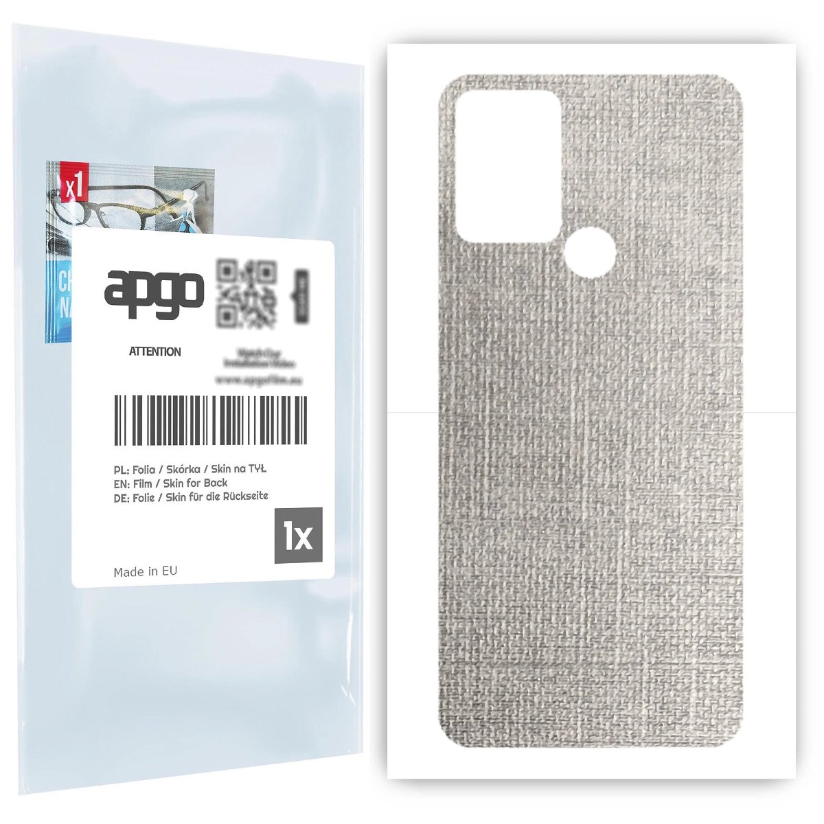 Folia naklejka skórka strukturalna na TYŁ do HTC Desire 20+ -  Tkanina Denim Szary - apgo SKINS