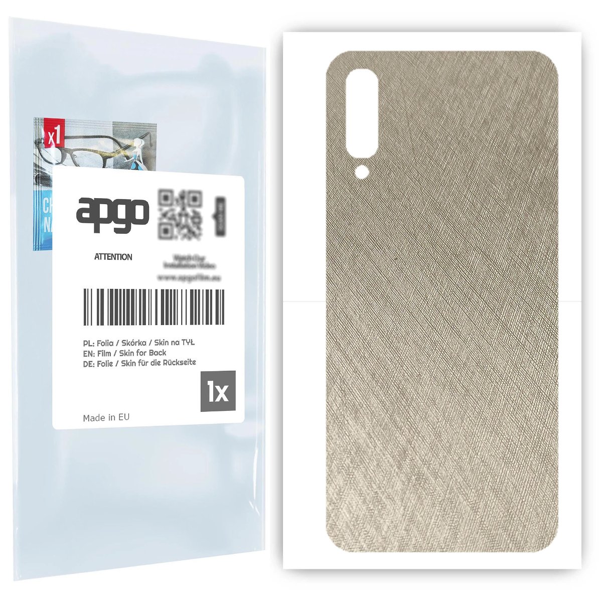 Folia naklejka skórka strukturalna na TYŁ do Samsung Galaxy A70 -  Tytan Srebrny - apgo SKINS
