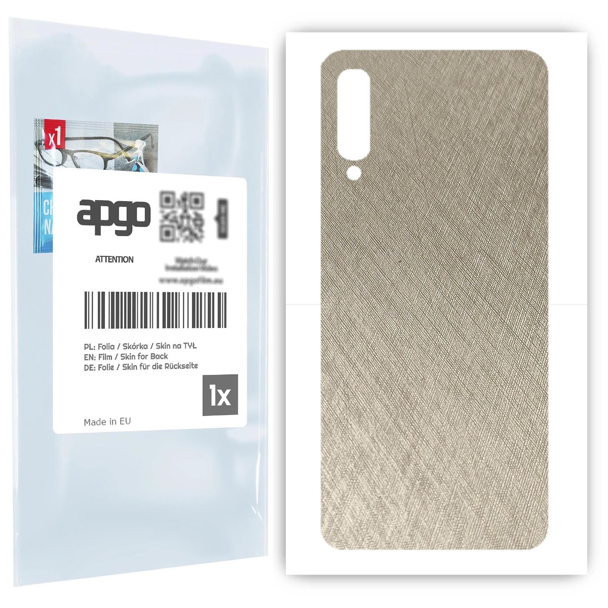 Folia naklejka skórka strukturalna na TYŁ do Samsung Galaxy A50 -  Tytan Srebrny - apgo SKINS