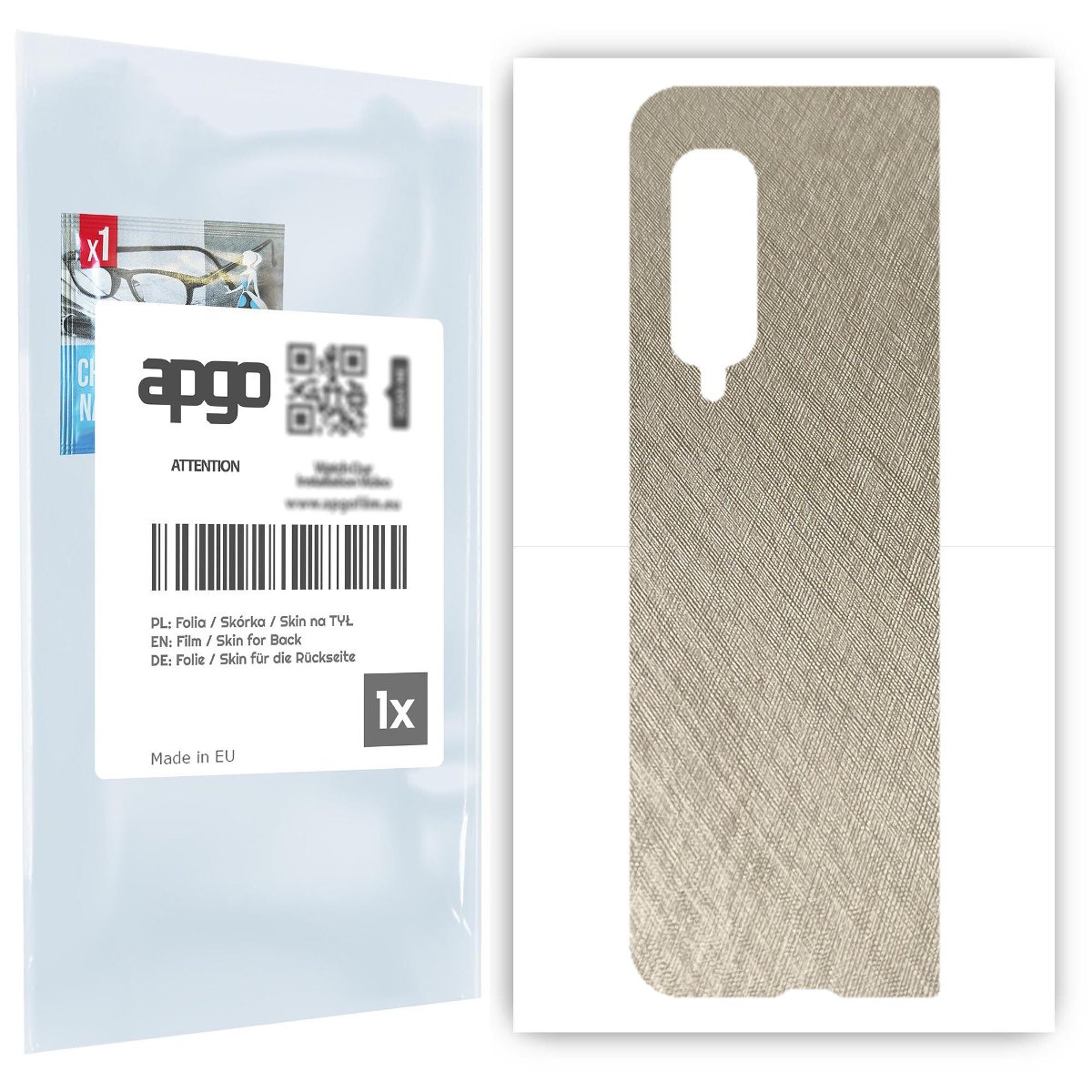 Folia naklejka skórka strukturalna na TYŁ do Samsung Galaxy Fold -  Tytan Srebrny - apgo SKINS
