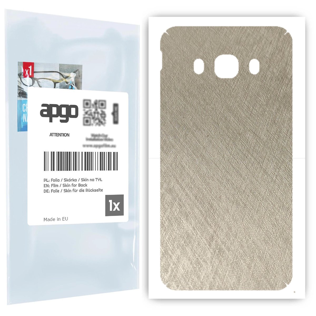 Folia naklejka skórka strukturalna na TYŁ do Samsung Galaxy J5 (2016) -  Tytan Srebrny - apgo SKINS