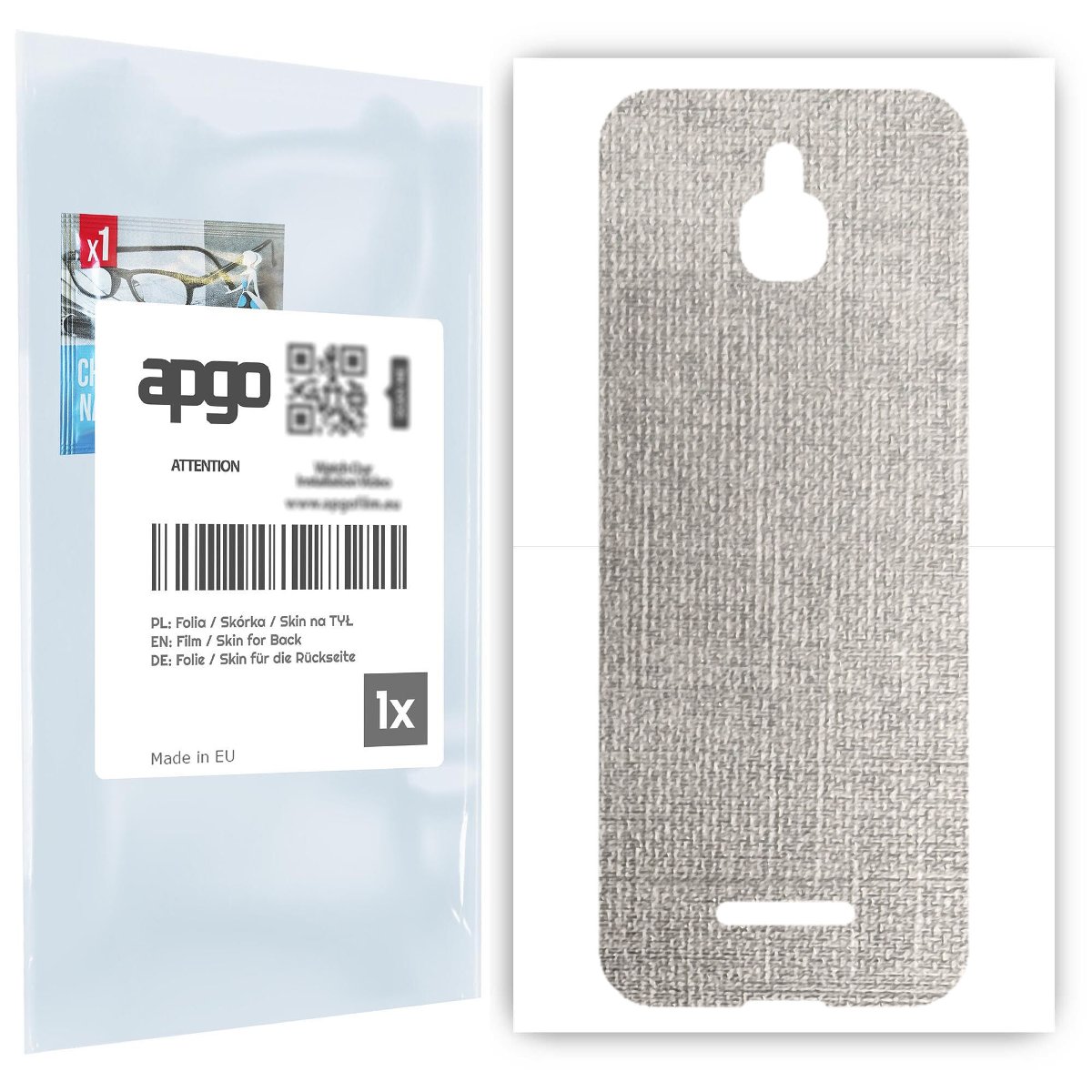 Folia naklejka skórka strukturalna na TYŁ do Nokia 8000 4G -  Tkanina Denim Szary - apgo SKINS