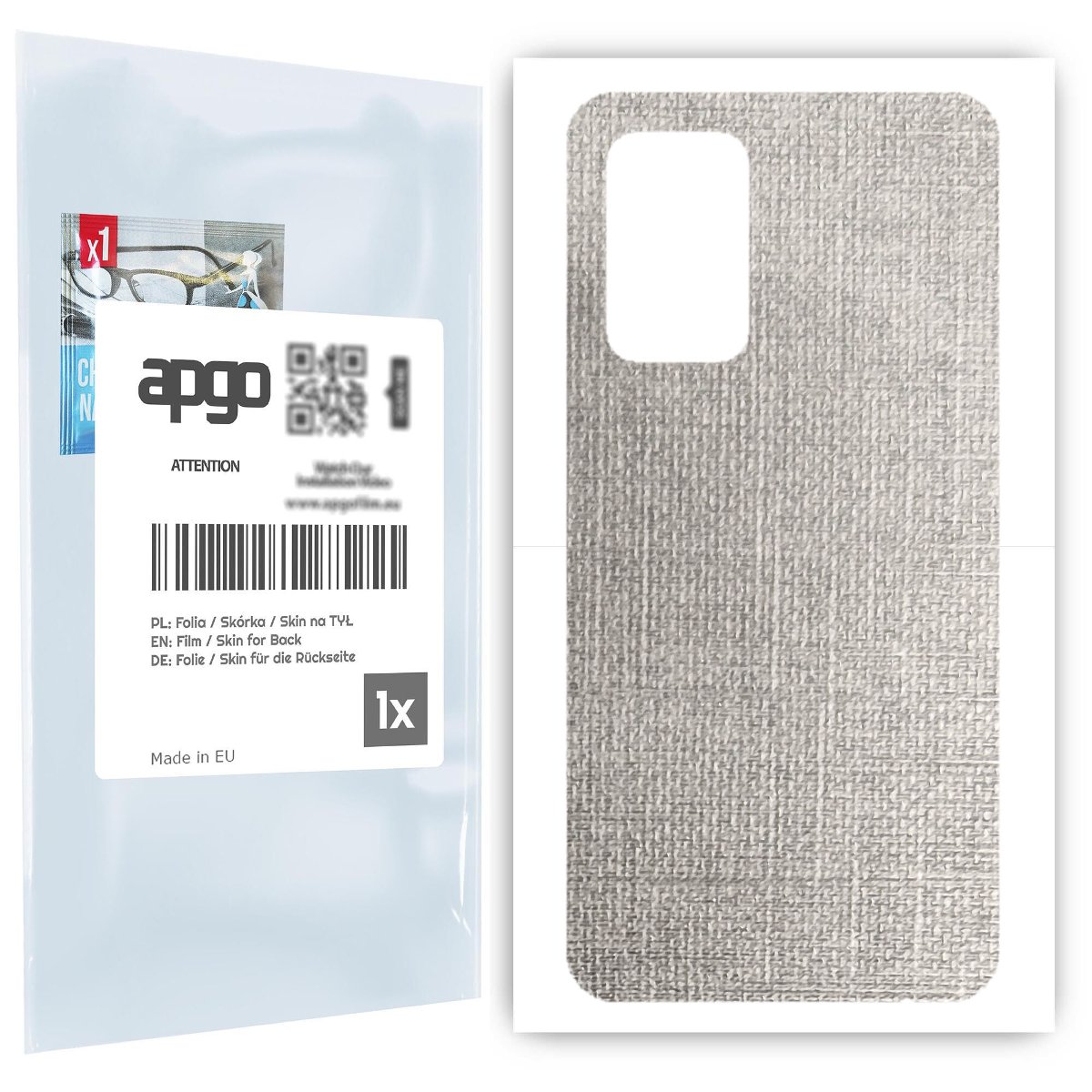 Folia naklejka skórka strukturalna na TYŁ do Samsung Galaxy A52 4G -  Tkanina Denim Szary - apgo SKINS