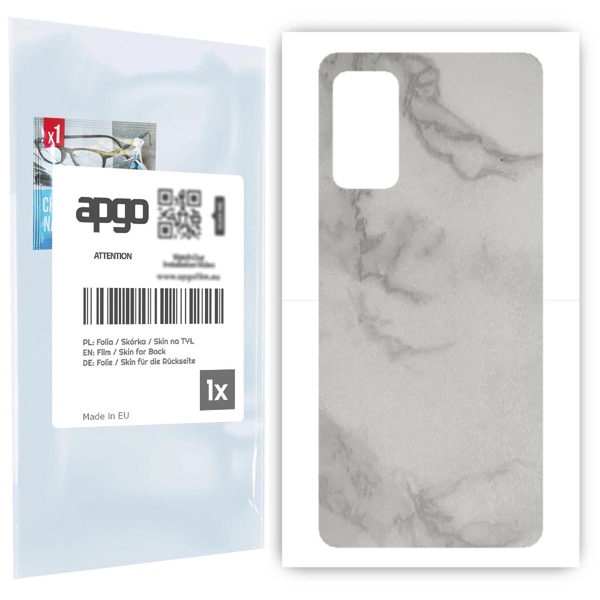 Folia naklejka skórka strukturalna na TYŁ do Samsung Galaxy M52 -  Marmur Szary - apgo SKINS