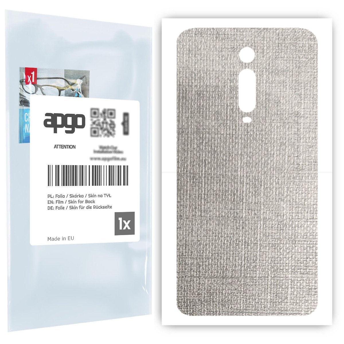 Folia naklejka skórka strukturalna na TYŁ do Xiaomi Redmi K20 Pro -  Tkanina Denim Szary - apgo SKINS