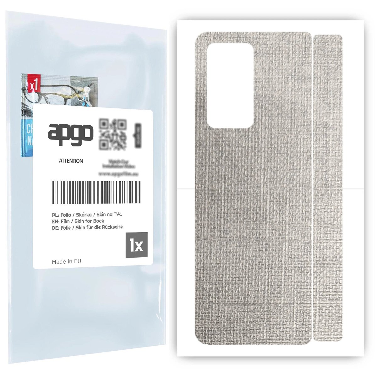 Folia naklejka skórka strukturalna na TYŁ do Samsung Galaxy Z Fold 2 -  Tkanina Denim Szary - apgo SKINS