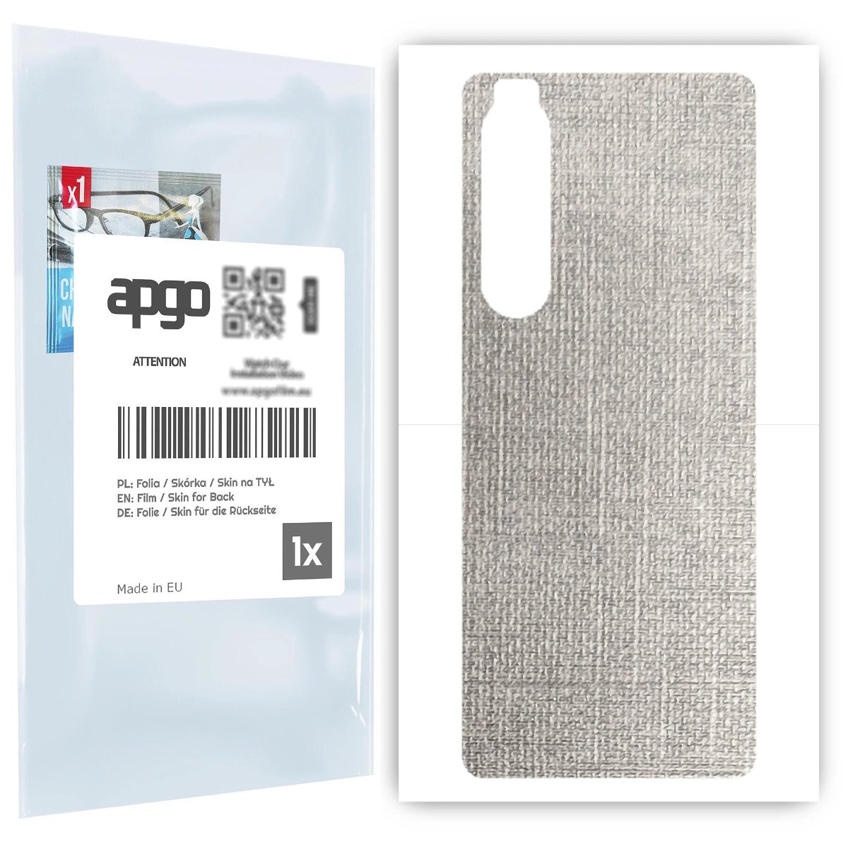 Folia naklejka skórka strukturalna na TYŁ do Sony Xperia 1 III -  Tkanina Denim Szary - apgo SKINS