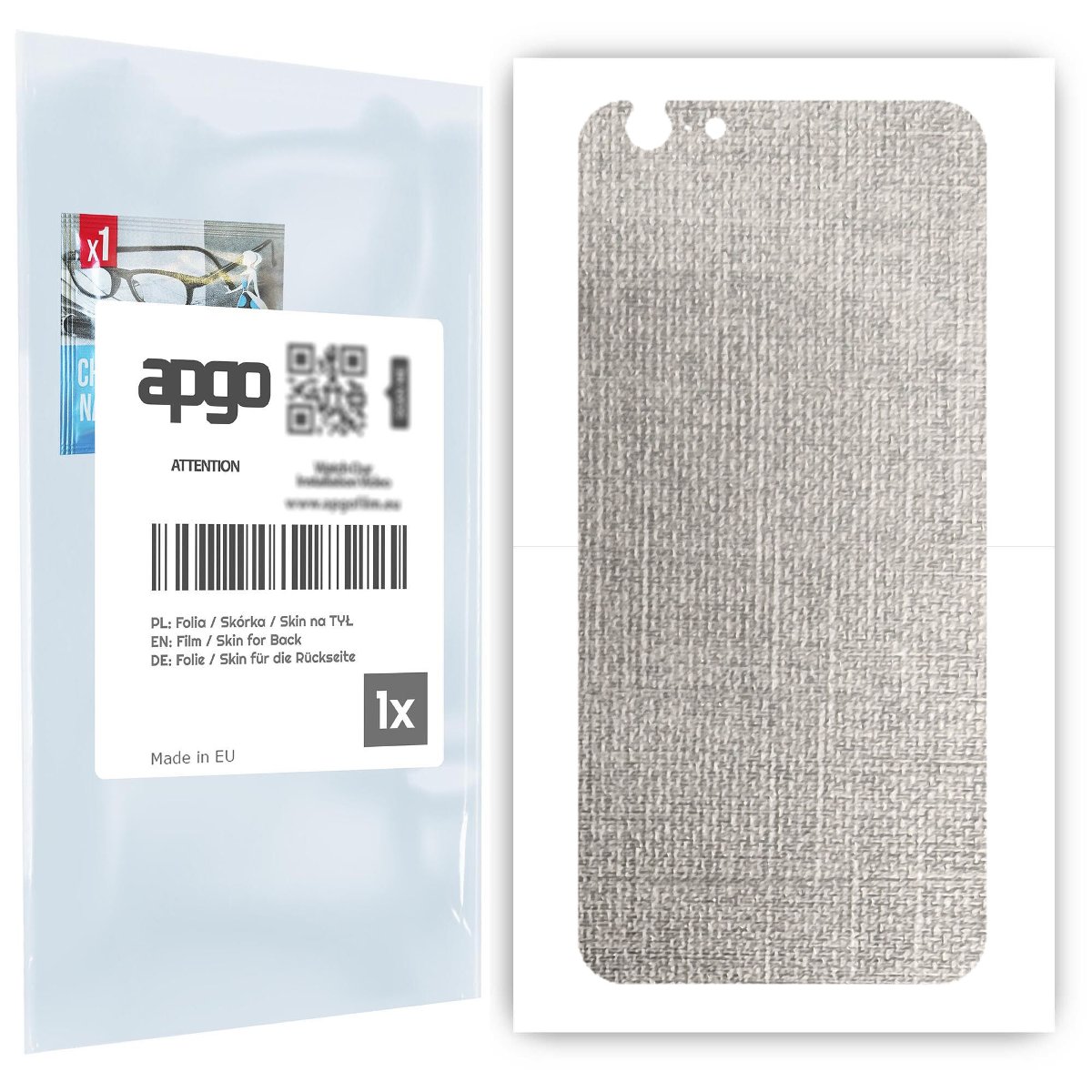 Folia naklejka skórka strukturalna na TYŁ do Apple iPhone 6s -  Tkanina Denim Szary - apgo SKINS