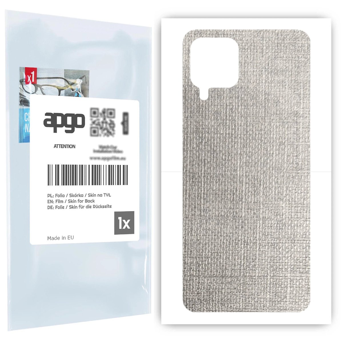 Folia naklejka skórka strukturalna na TYŁ do Samsung Galaxy A22 -  Tkanina Denim Szary - apgo SKINS