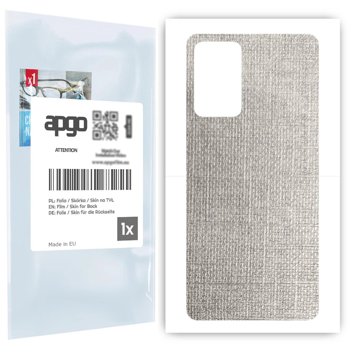 Folia naklejka skórka strukturalna na TYŁ do Samsung Galaxy A72 -  Tkanina Denim Szary - apgo SKINS