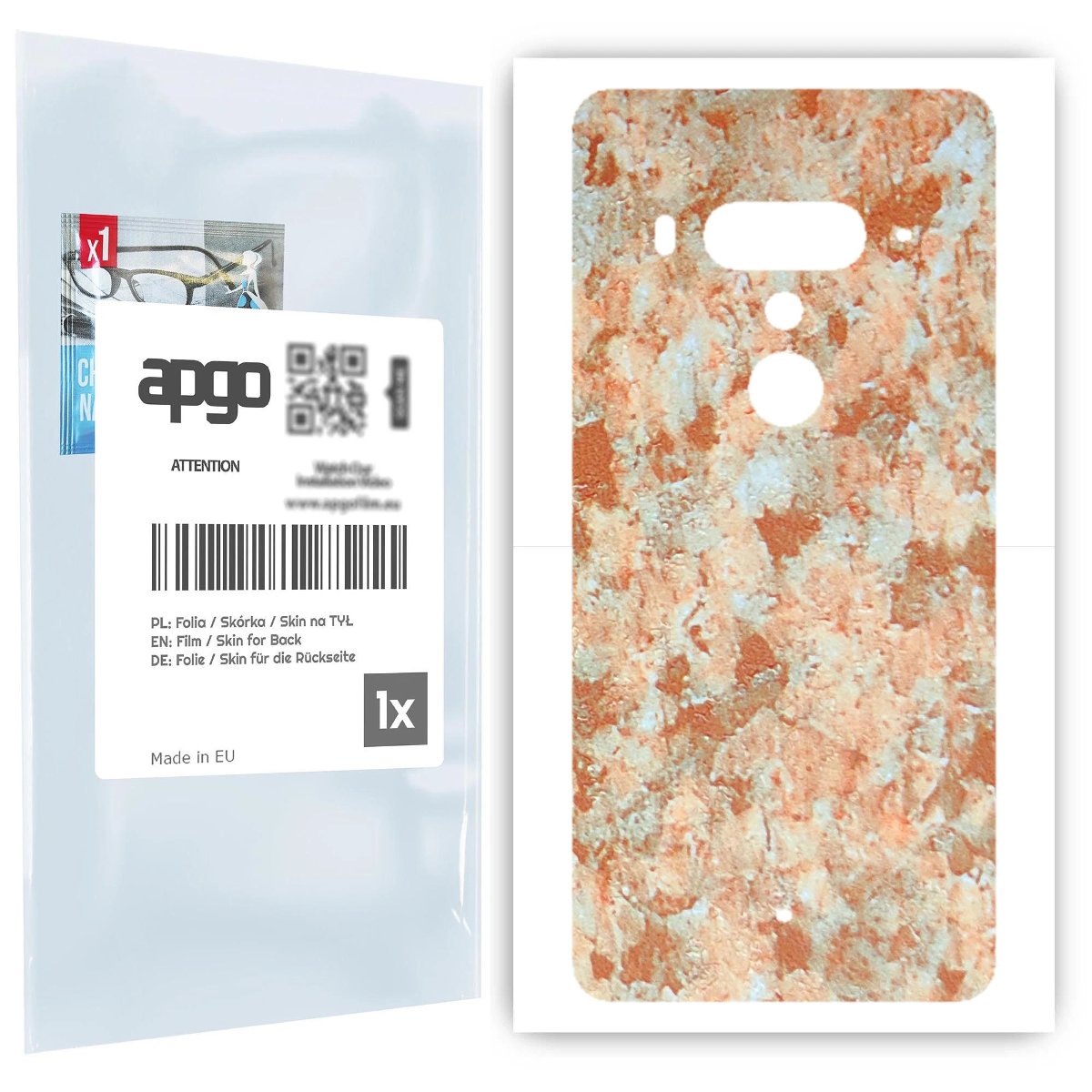 Folia naklejka skórka strukturalna na TYŁ do HTC U12+ -  Kamień Piaskowiec - apgo SKINS