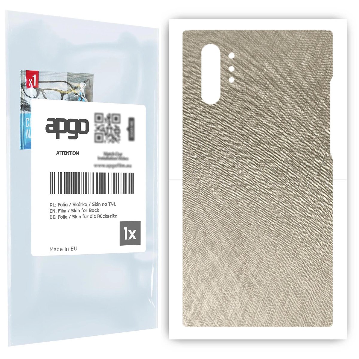 Folia naklejka skórka strukturalna na TYŁ do Samsung Galaxy Note 10+ 5G -  Tytan Srebrny - apgo SKINS