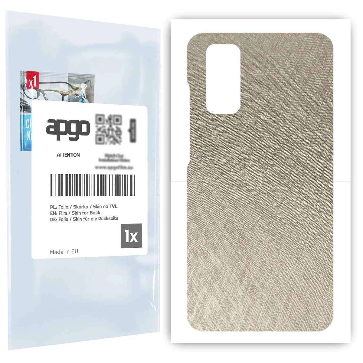 Folia naklejka skórka strukturalna na TYŁ do Samsung Galaxy S20 -  Tytan Srebrny - apgo SKINS