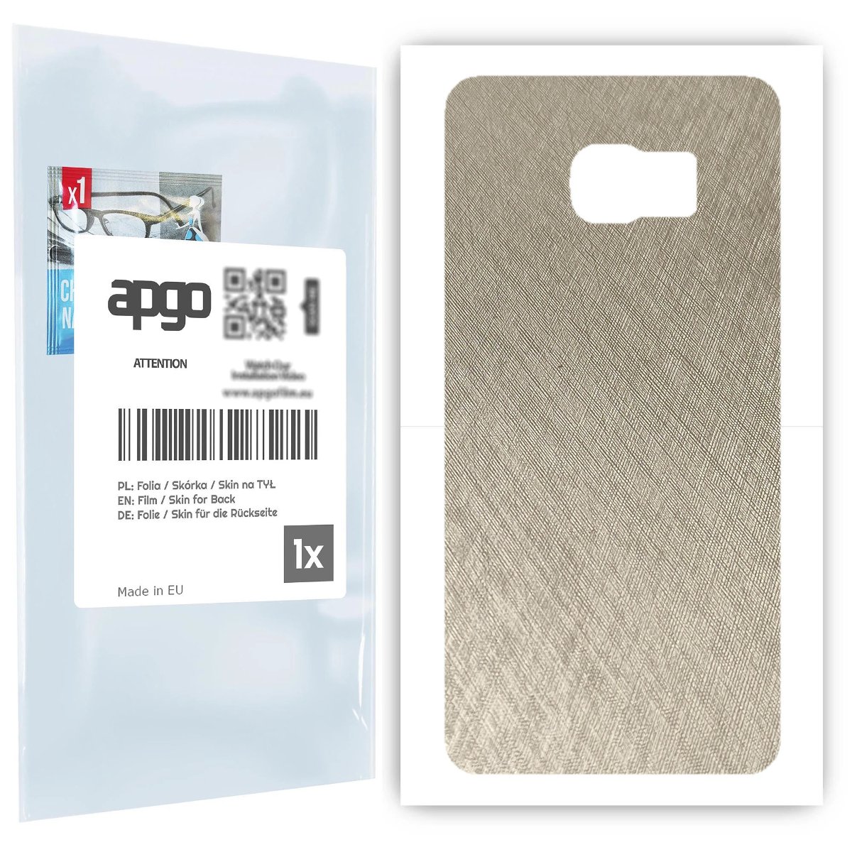 Folia naklejka skórka strukturalna na TYŁ do Samsung Galaxy S6 Edge+ SM-G928F -  Tytan Srebrny - apgo SKINS