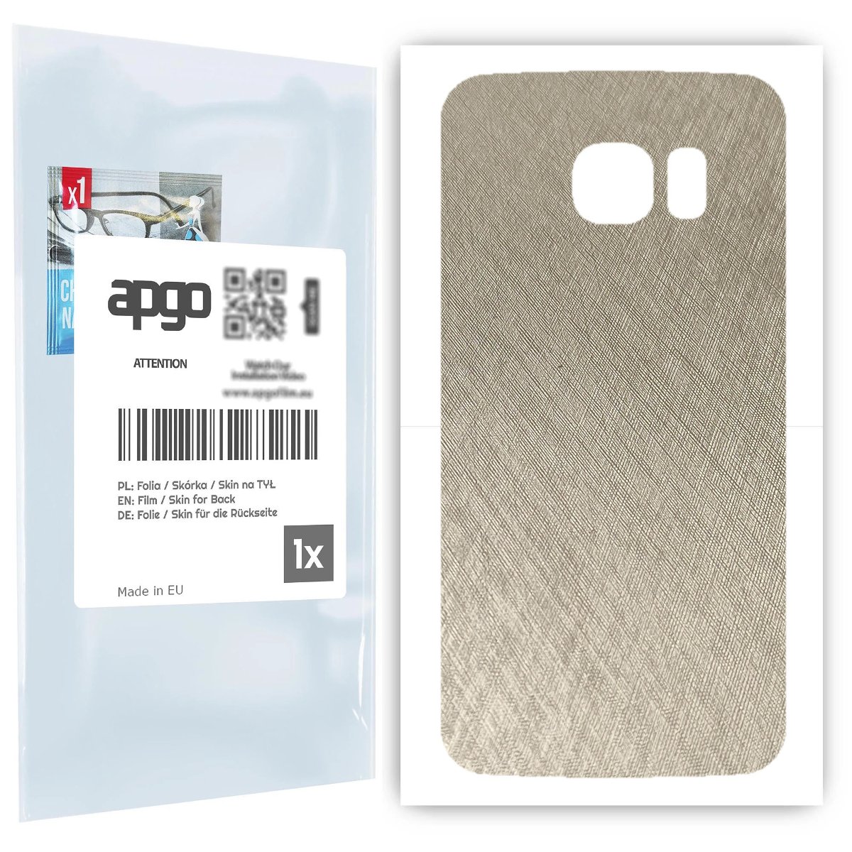 Folia naklejka skórka strukturalna na TYŁ do Samsung Galaxy S6 Edge SM-G925F -  Tytan Srebrny - apgo SKINS