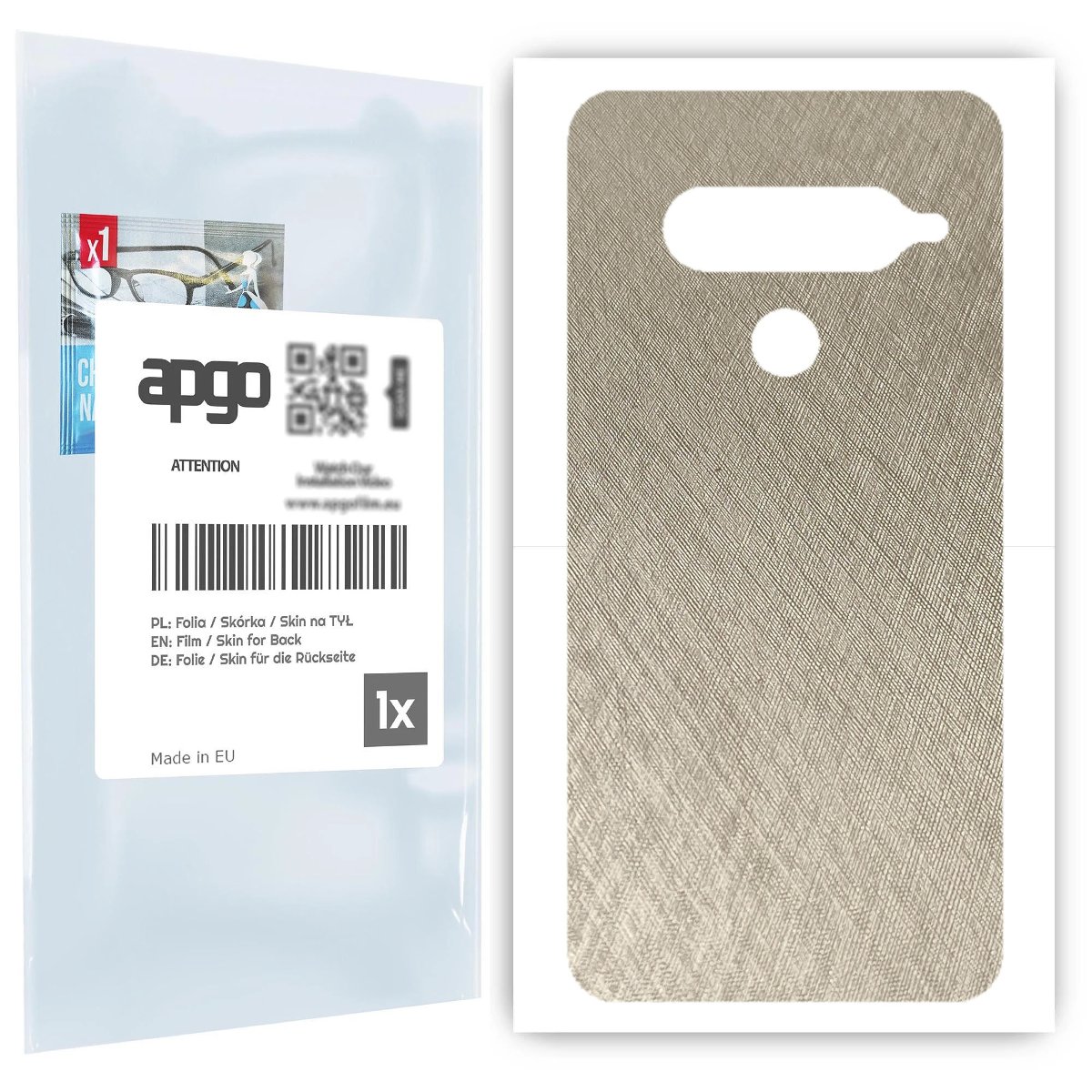 Folia naklejka skórka strukturalna na TYŁ do LG G8S ThinQ -  Tytan Srebrny - apgo SKINS
