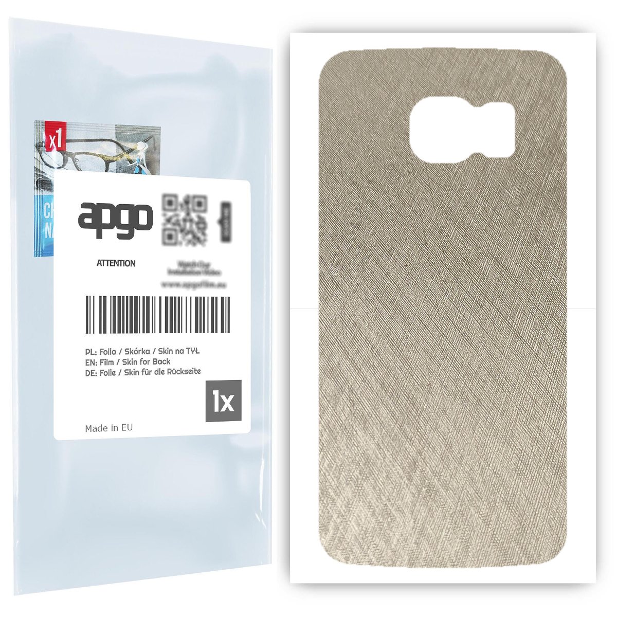 Folia naklejka skórka strukturalna na TYŁ do Samsung Galaxy S6 G920 -  Tytan Srebrny - apgo SKINS
