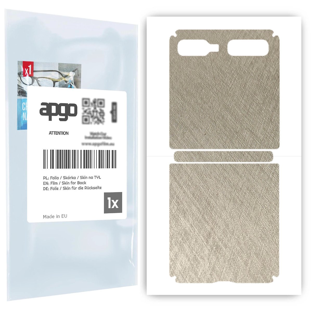 Folia naklejka skórka strukturalna na TYŁ do Samsung Galaxy Z Flip -  Tytan Srebrny - apgo SKINS