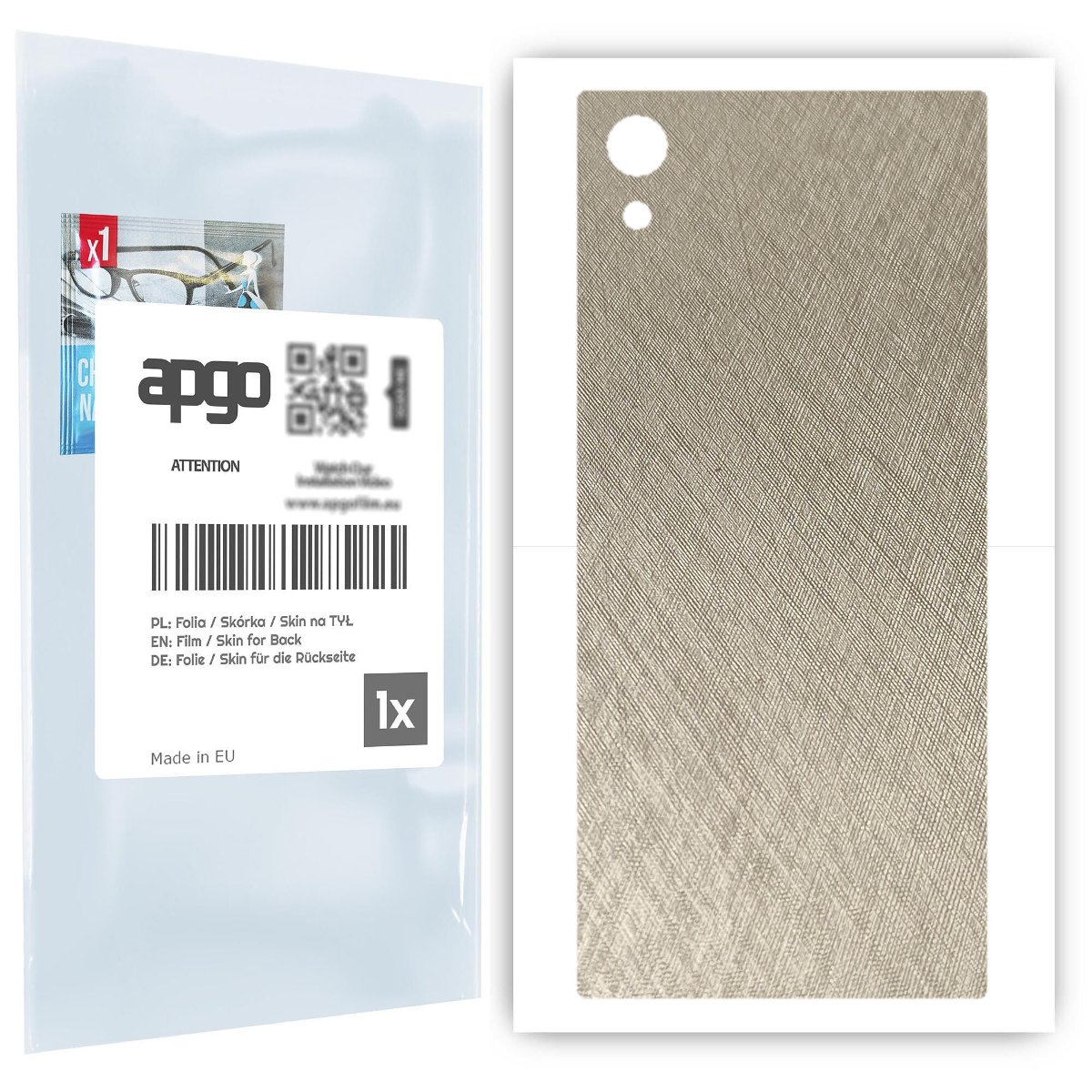 Folia naklejka skórka strukturalna na TYŁ do Sony Xperia XA1 -  Tytan Srebrny - apgo SKINS