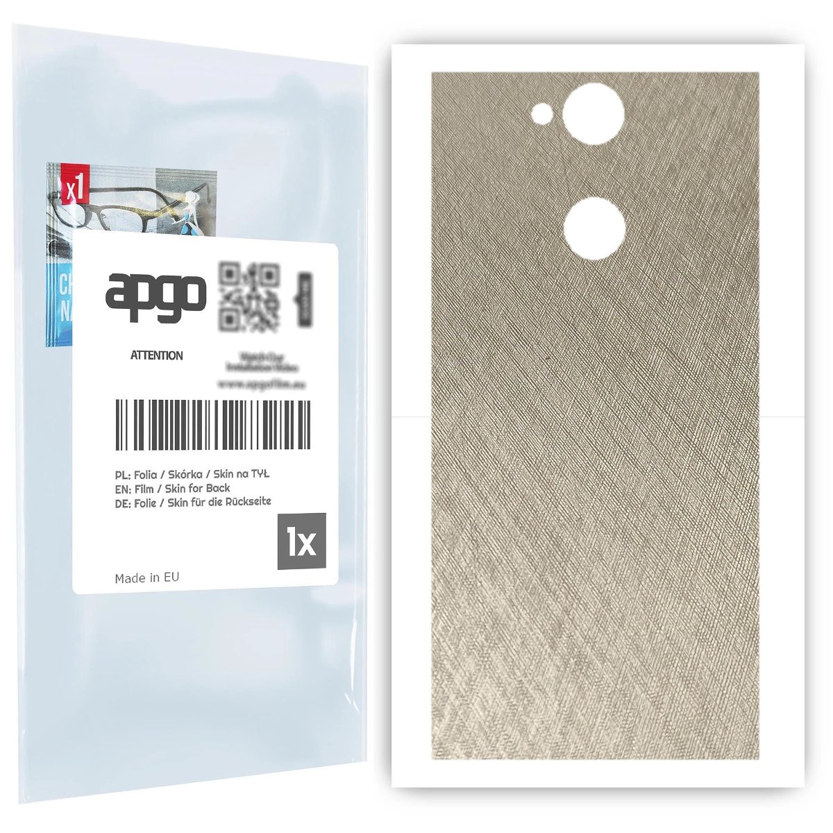 Folia naklejka skórka strukturalna na TYŁ do Sony Xperia XA2 -  Tytan Srebrny - apgo SKINS