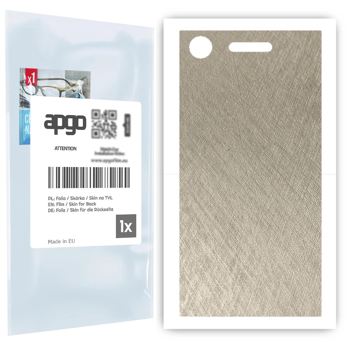 Folia naklejka skórka strukturalna na TYŁ do Sony Xperia XZ1 -  Tytan Srebrny - apgo SKINS