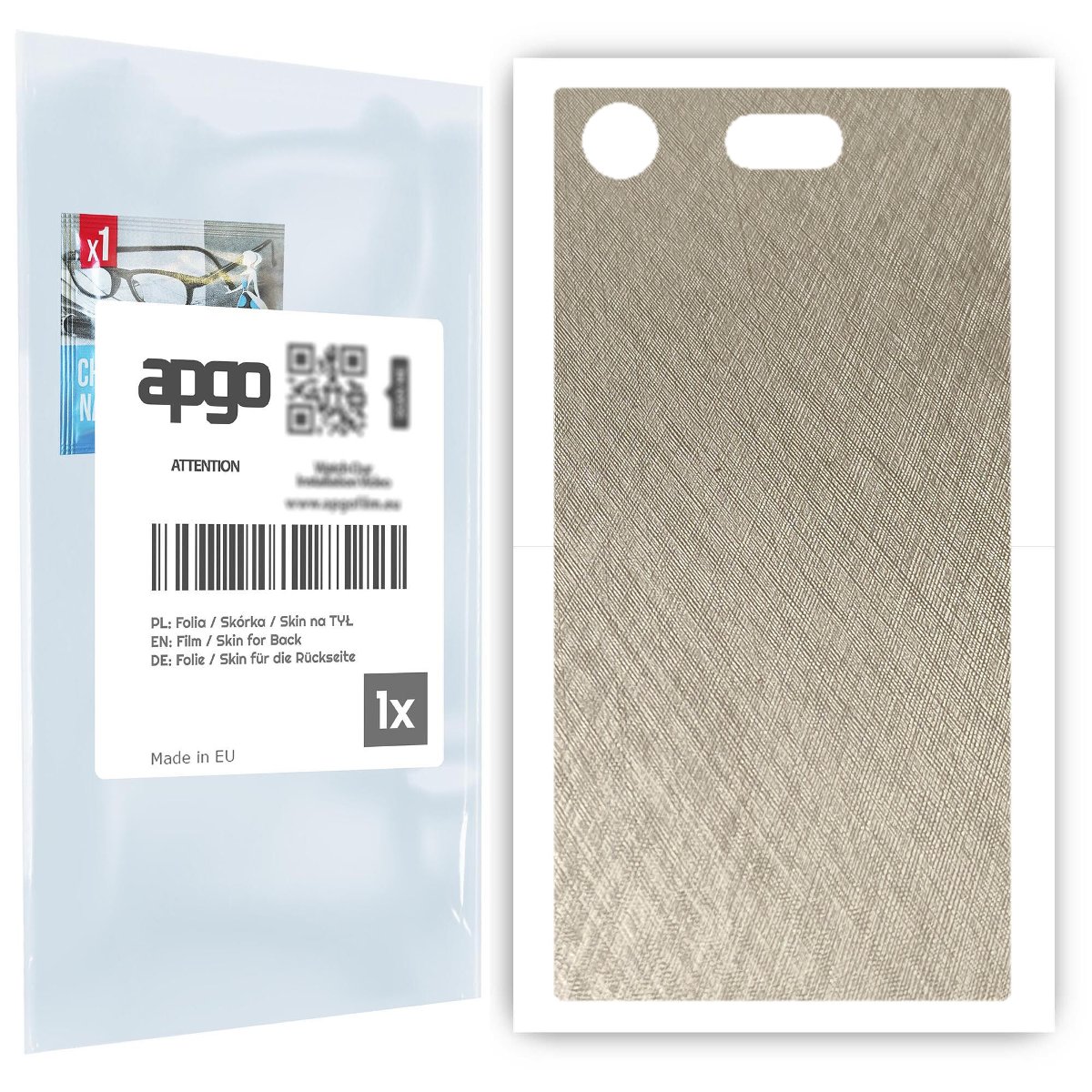 Folia naklejka skórka strukturalna na TYŁ do Sony Xperia XZ1 Compact -  Tytan Srebrny - apgo SKINS