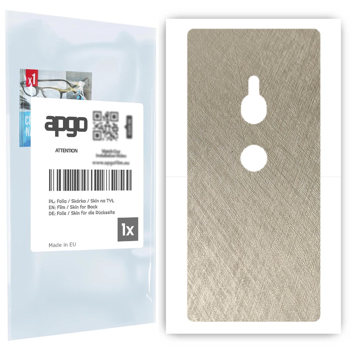 Folia naklejka skórka strukturalna na TYŁ do Sony Xperia XZ2 -  Tytan Srebrny - apgo SKINS