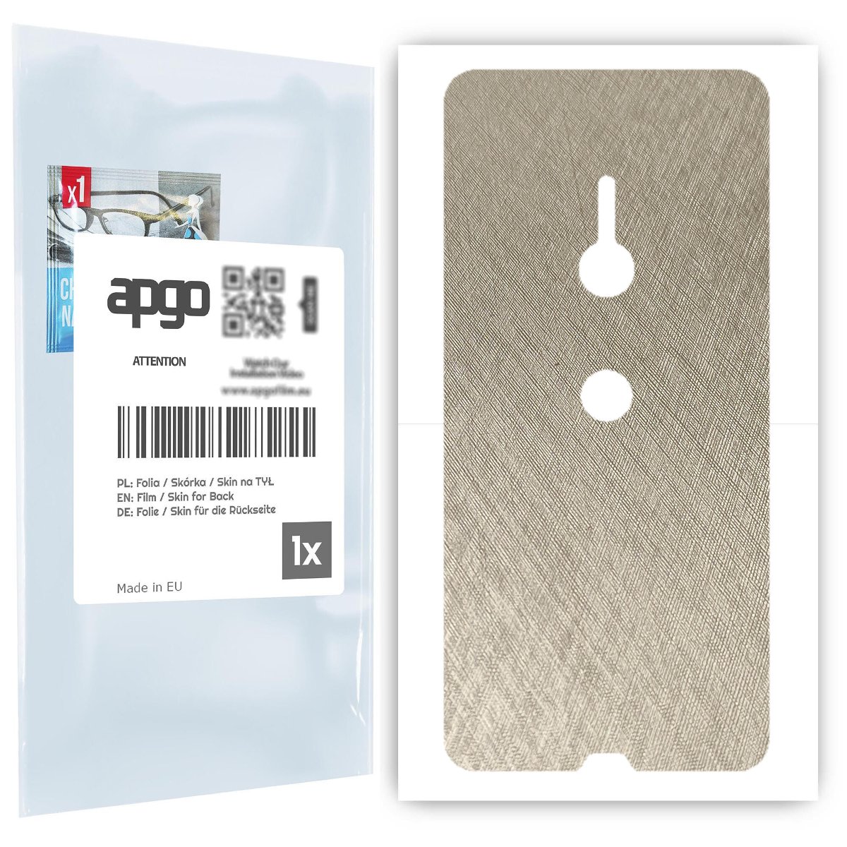 Folia naklejka skórka strukturalna na TYŁ do Sony Xperia XZ3 -  Tytan Srebrny - apgo SKINS