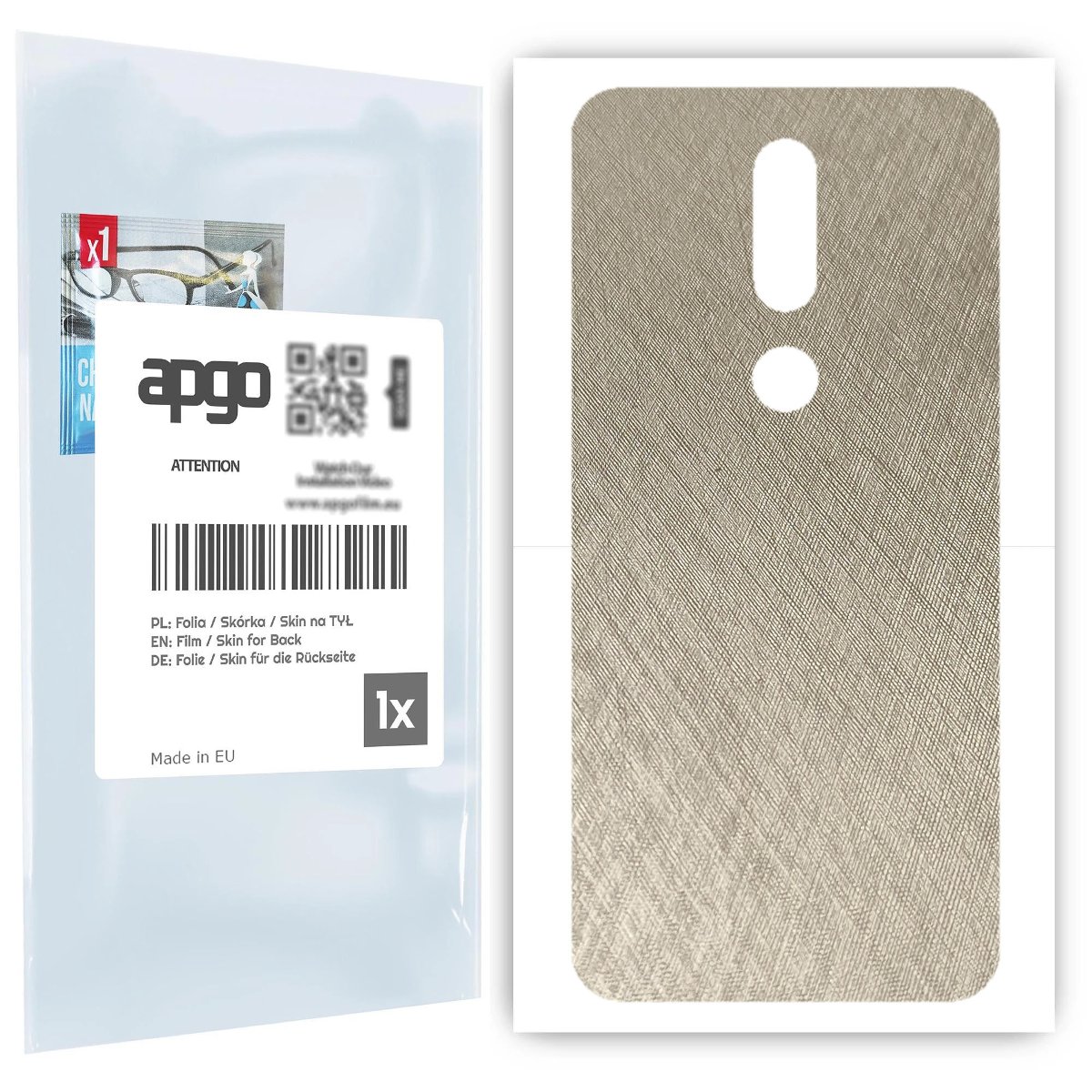 Folia naklejka skórka strukturalna na TYŁ do Nokia 7.1 -  Tytan Srebrny - apgo SKINS