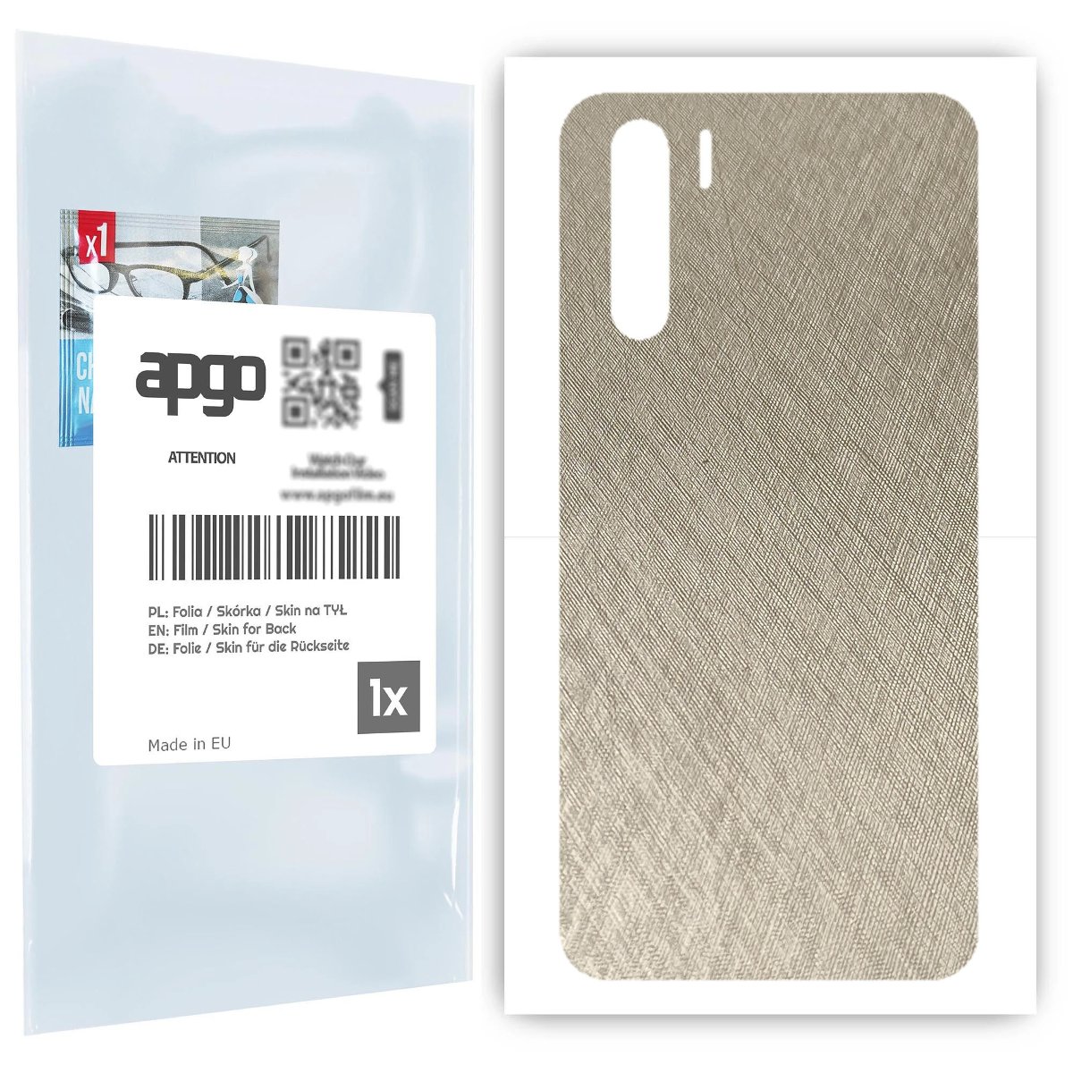 Folia naklejka skórka strukturalna na TYŁ do Oppo A91 -  Tytan Srebrny - apgo SKINS