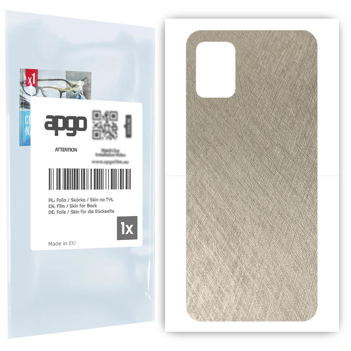 Folia naklejka skórka strukturalna na TYŁ do Samsung Galaxy A31 -  Tytan Srebrny - apgo SKINS