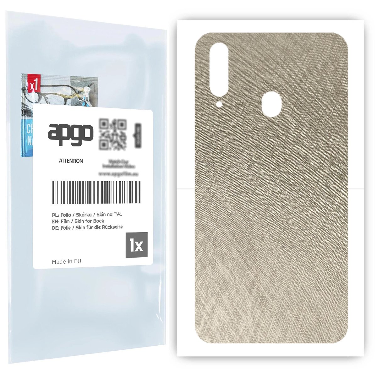 Folia naklejka skórka strukturalna na TYŁ do Samsung Galaxy A20s -  Tytan Srebrny - apgo SKINS