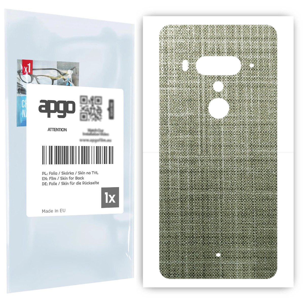 Folia naklejka skórka strukturalna na TYŁ do HTC U12+ -  Tkanina Lniana - apgo SKINS