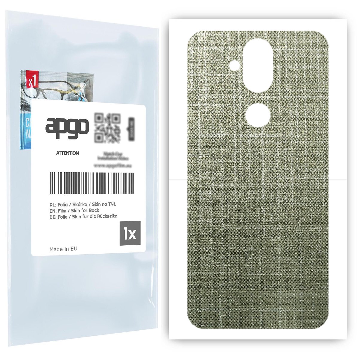 Folia naklejka skórka strukturalna na TYŁ do Nokia 8.1 (Nokia X7) -  Tkanina Lniana - apgo SKINS