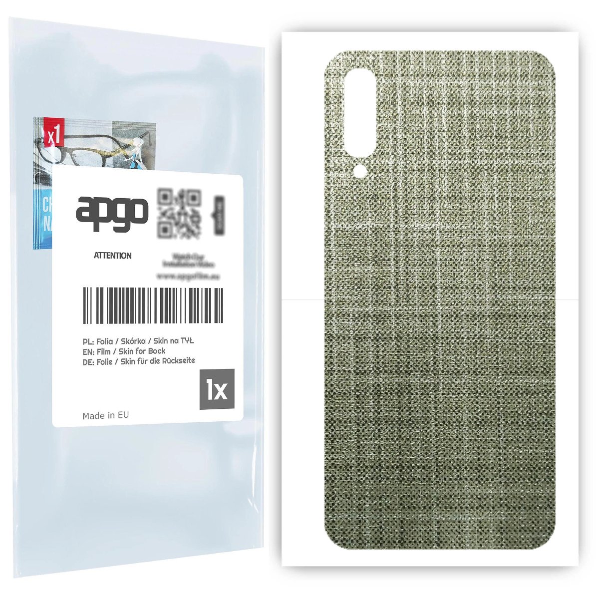 Folia naklejka skórka strukturalna na TYŁ do Samsung Galaxy A70 -  Tkanina Lniana - apgo SKINS