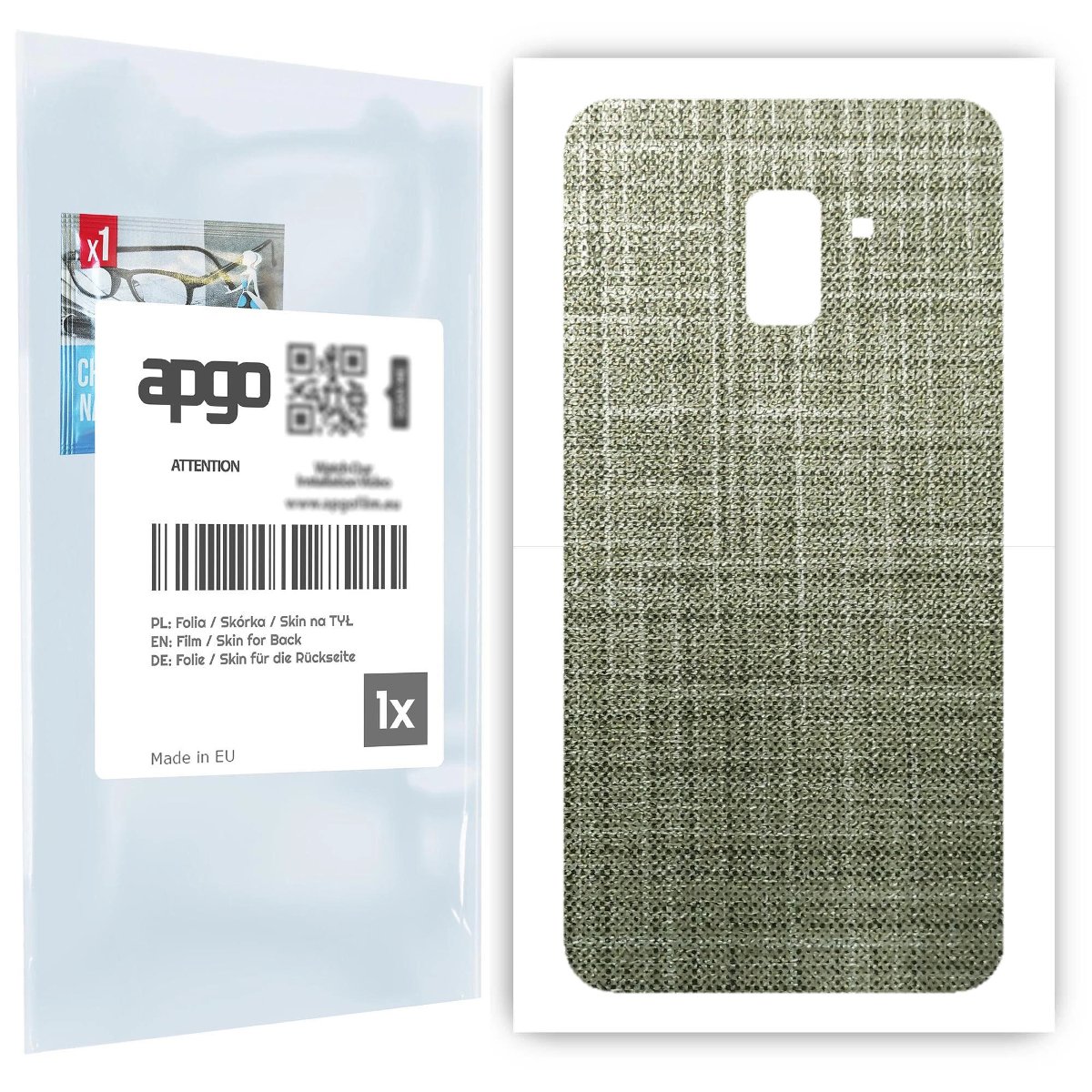 Folia naklejka skórka strukturalna na TYŁ do Samsung Galaxy A8+ (2018) -  Tkanina Lniana - apgo SKINS
