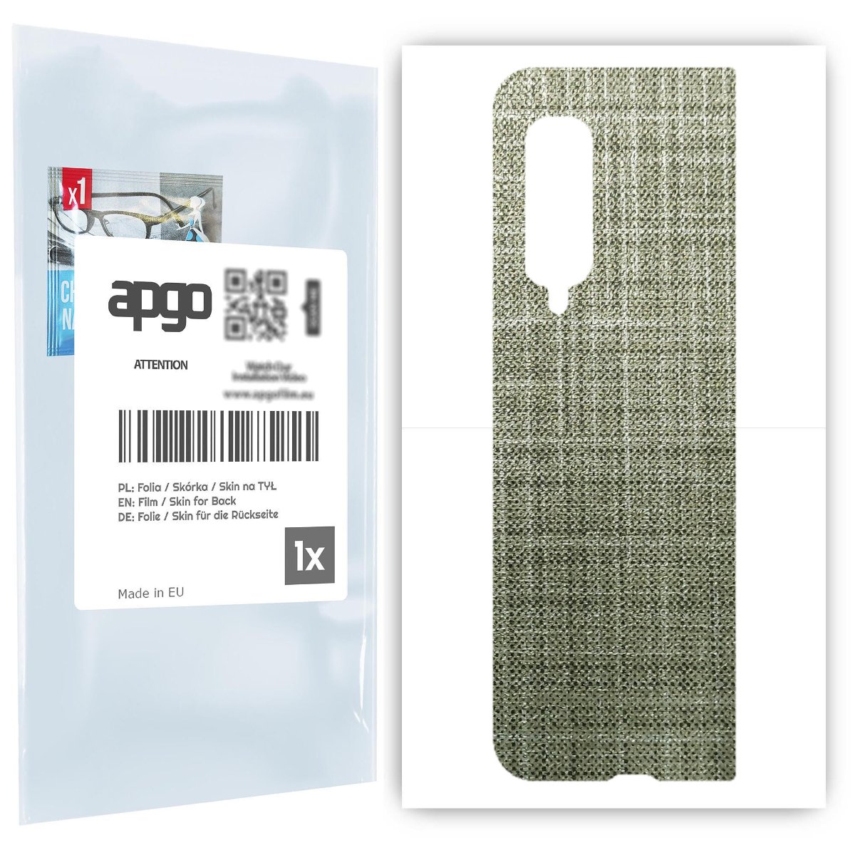 Folia naklejka skórka strukturalna na TYŁ do Samsung Galaxy Fold -  Tkanina Lniana - apgo SKINS