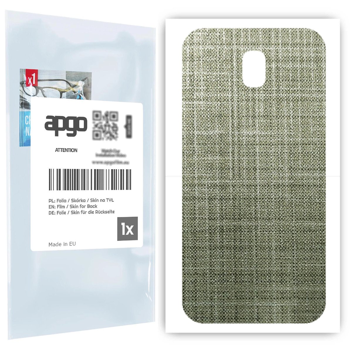 Folia naklejka skórka strukturalna na TYŁ do Samsung Galaxy J5 (2017) -  Tkanina Lniana - apgo SKINS