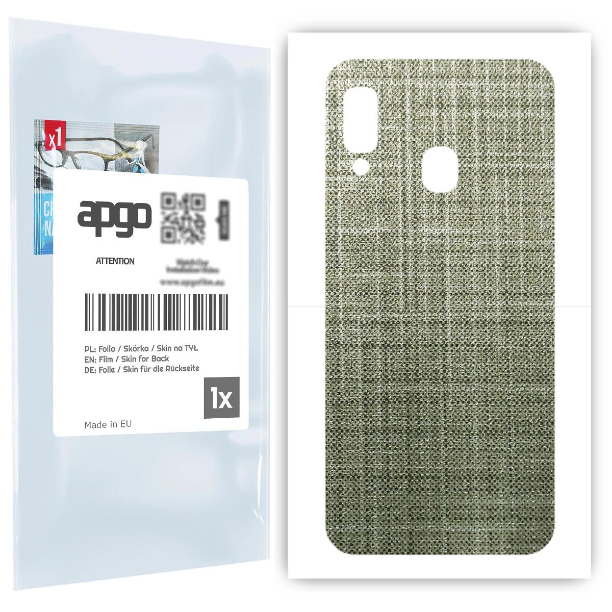 Folia naklejka skórka strukturalna na TYŁ do Samsung Galaxy A20e -  Tkanina Lniana - apgo SKINS
