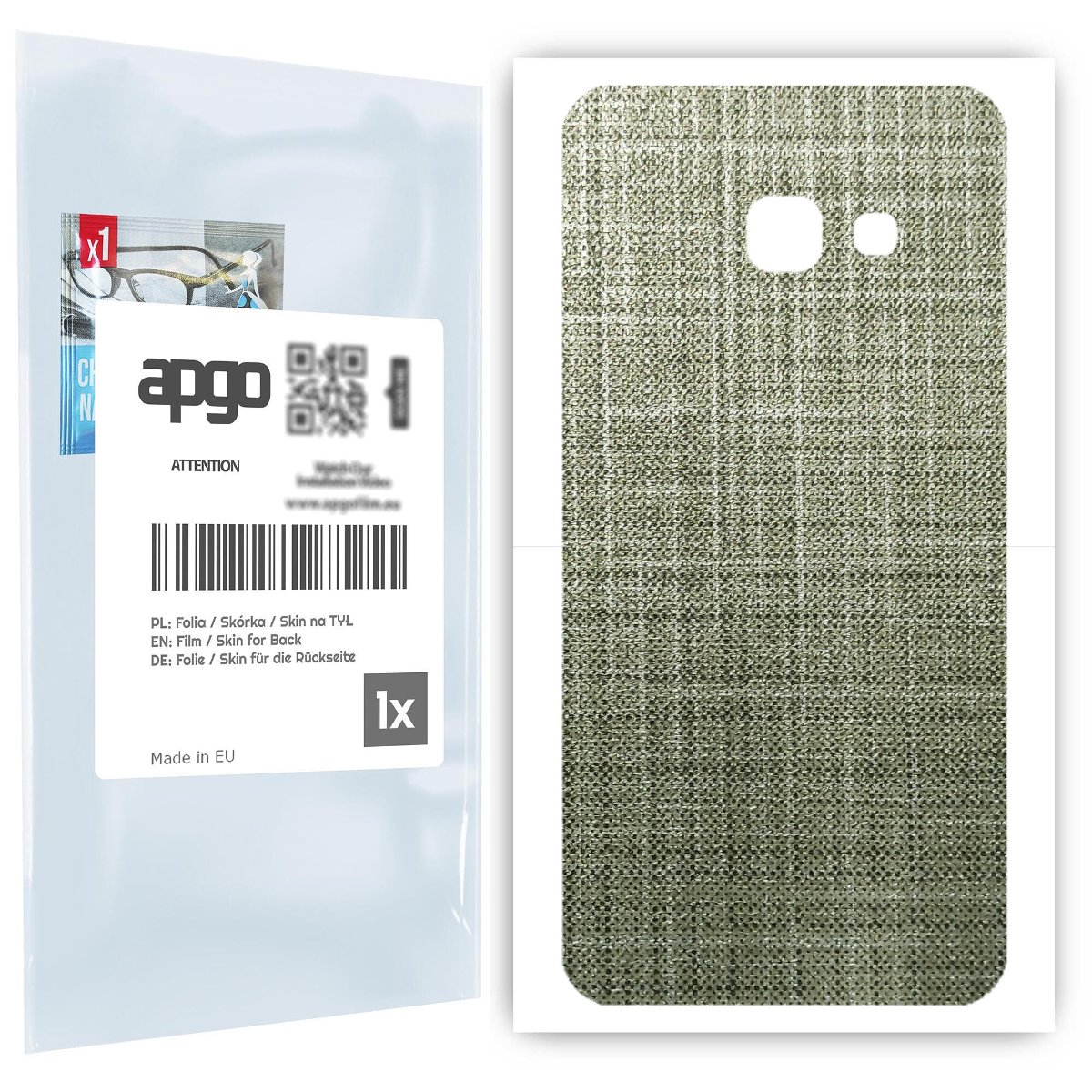 Folia naklejka skórka strukturalna na TYŁ do Samsung Galaxy A3 (2017) -  Tkanina Lniana - apgo SKINS