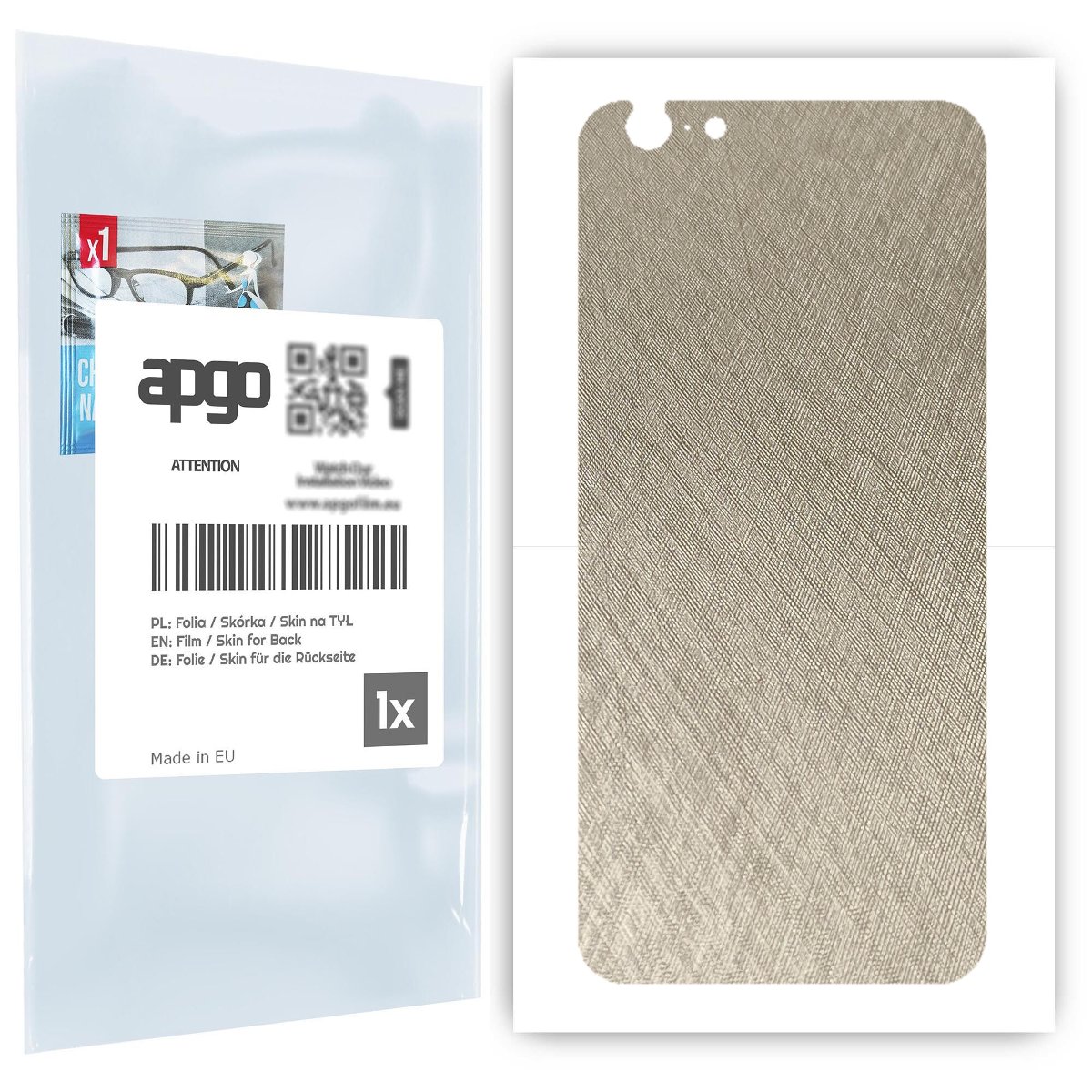 Folia naklejka skórka strukturalna na TYŁ do Apple iPhone 6s -  Tytan Srebrny - apgo SKINS