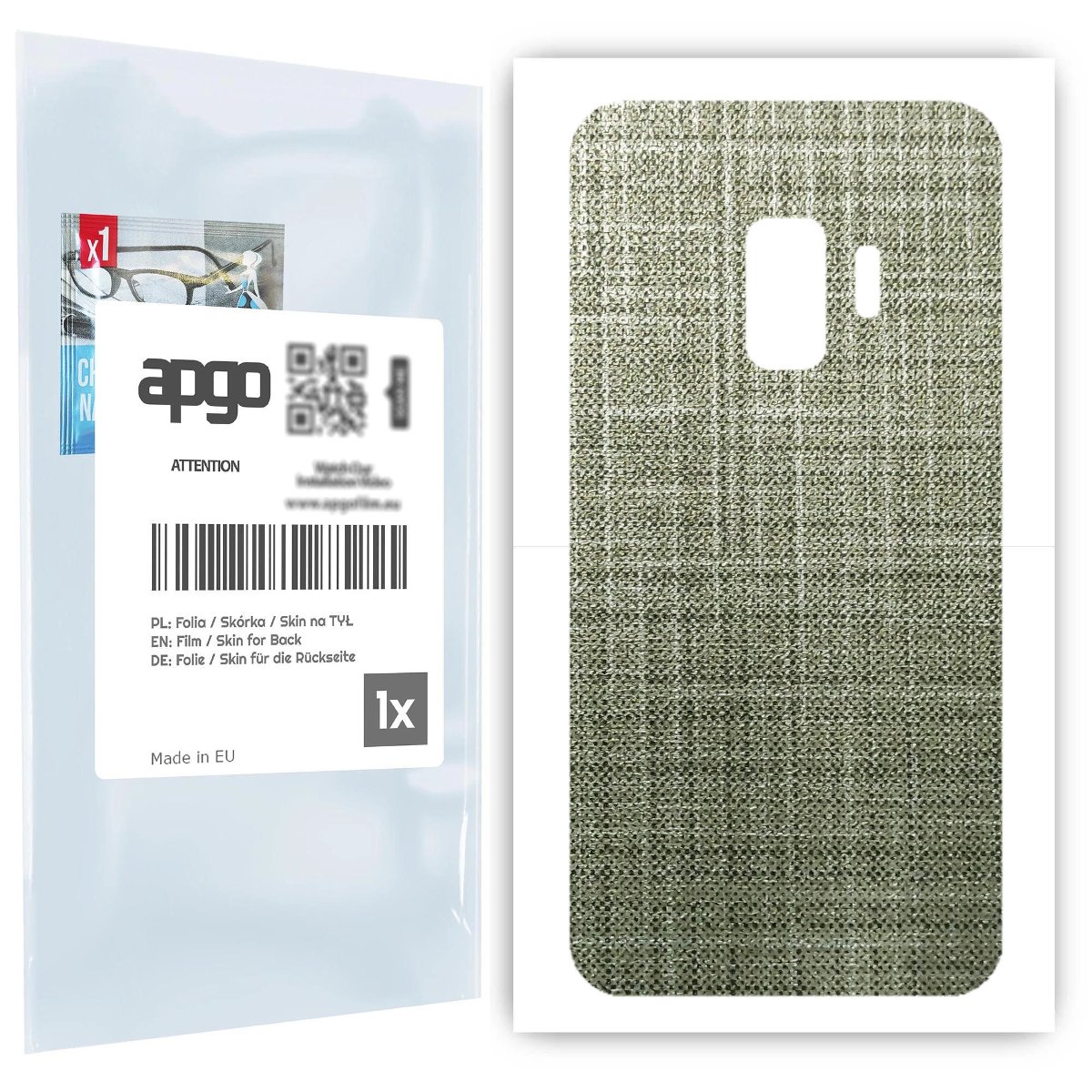 Folia naklejka skórka strukturalna na TYŁ do Samsung Galaxy S9 -  Tkanina Lniana - apgo SKINS