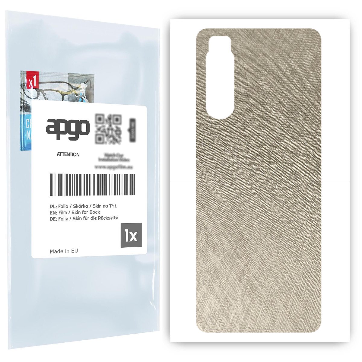 Folia naklejka skórka strukturalna na TYŁ do Sony Xperia 5 II -  Tytan Srebrny - apgo SKINS