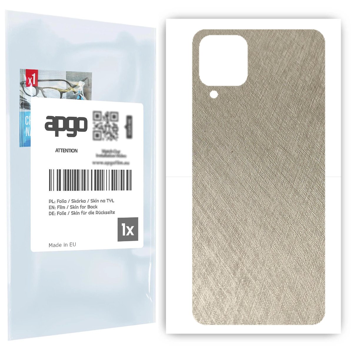 Folia naklejka skórka strukturalna na TYŁ do Samsung Galaxy A12 -  Tytan Srebrny - apgo SKINS