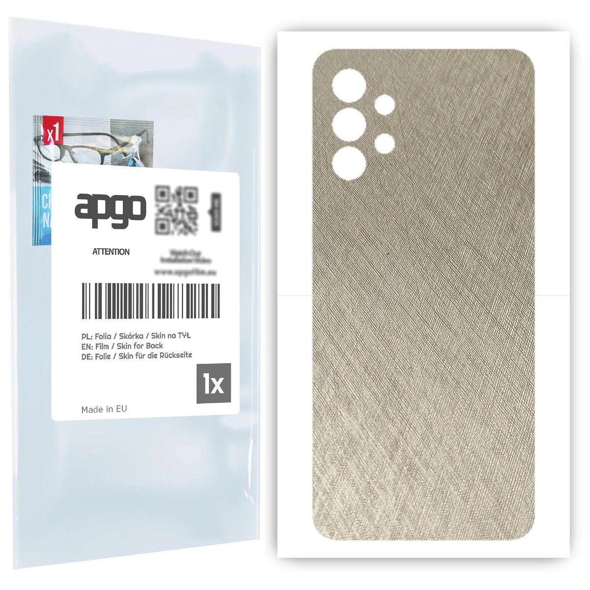 Folia naklejka skórka strukturalna na TYŁ do Samsung Galaxy A32 5G -  Tytan Srebrny - apgo SKINS