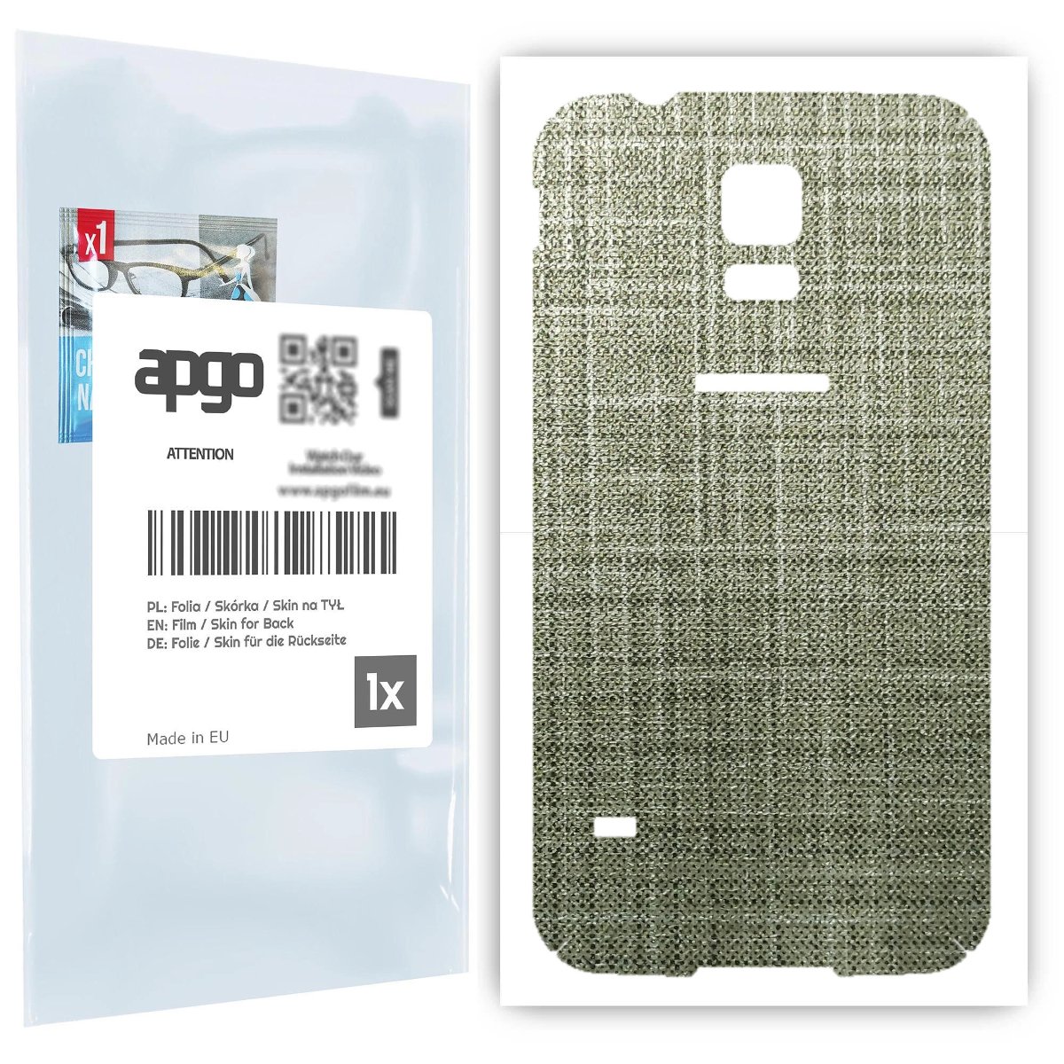 Folia naklejka skórka strukturalna na TYŁ do Samsung Galaxy S5 SM-G900F -  Tkanina Lniana - apgo SKINS